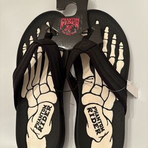 Men's Black Phantom Rider Skeletal Insole Flip-Flops